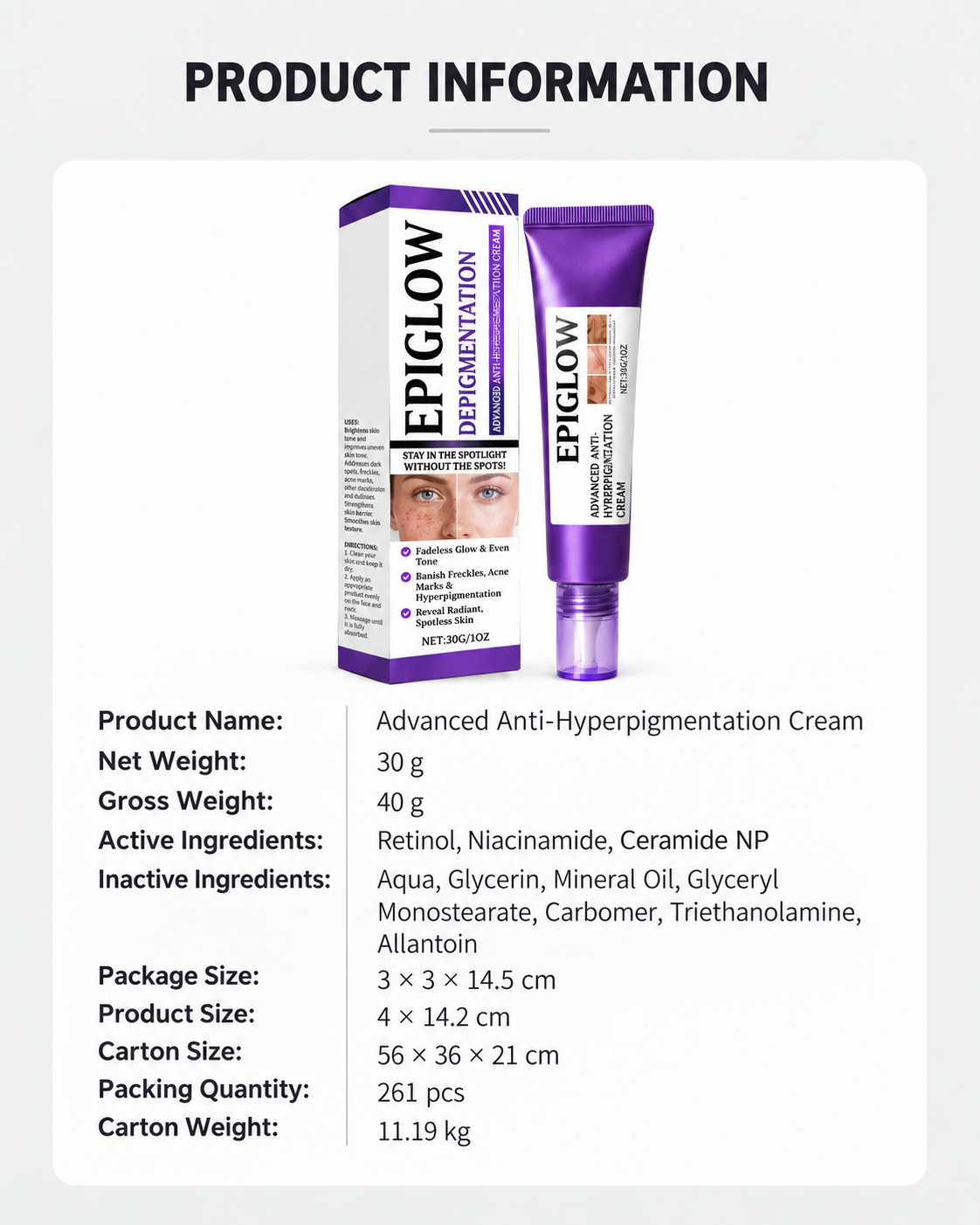 Advanced Anti-Hyperpigmentation Cream – Fade Dark Spots & Reveal Brighter, More Even-Looking Skin-HJY